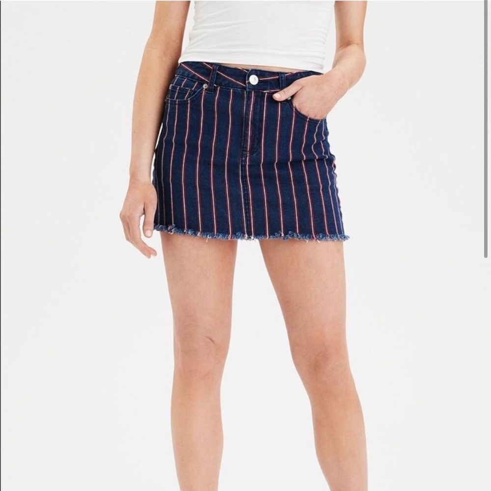 AE Striped Denim Mini Skirt